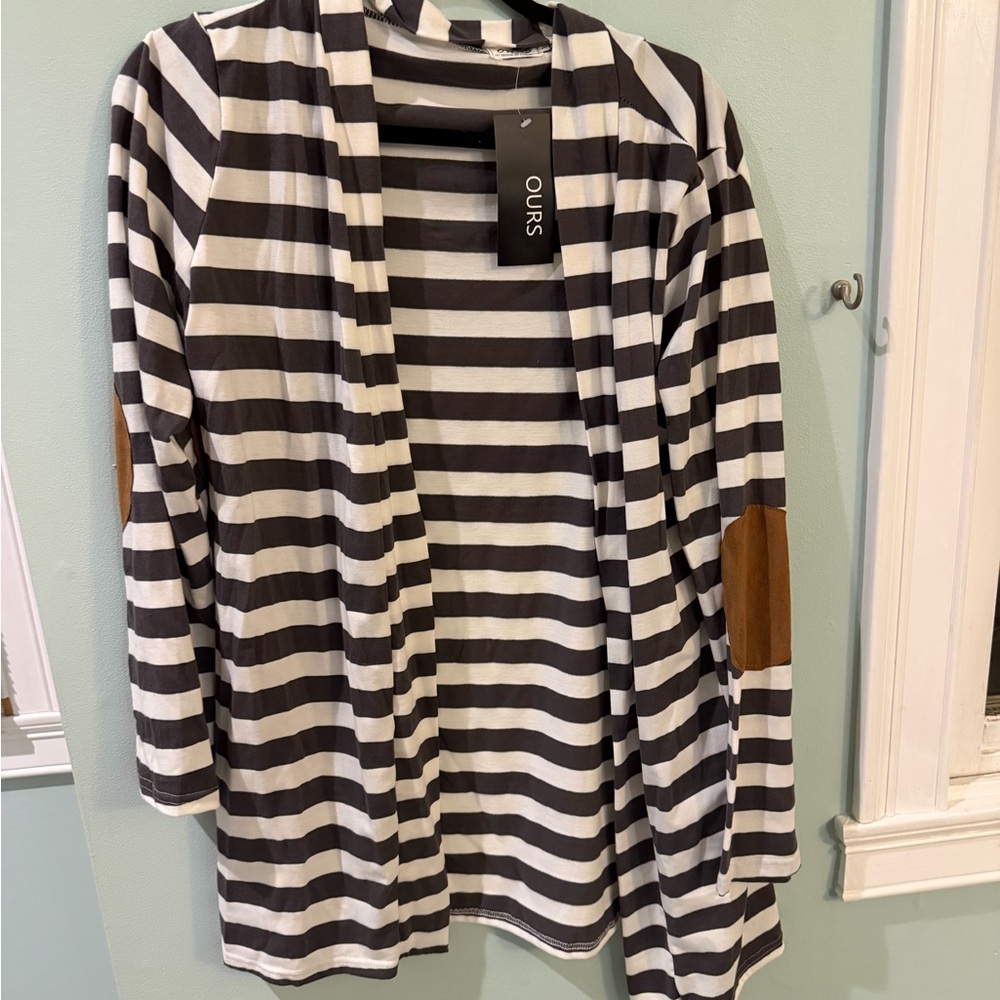 OURS Black and White Striped Women's Cardigan